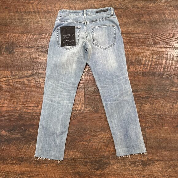 DECJUBA Jeans Boyfriend Mid Rise Ankle Distressed Blue Denim AUS Size 8 US 4 New - Picture 2 of 11